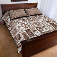 Hawaii Christmas Retro Patchwork Quilt Bed Set Brown - Wonder Print Shop
