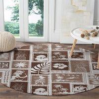 hawaii-christmas-retro-patchwork-round-carpet-brown