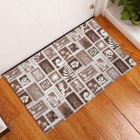 Hawaii Christmas Retro Patchwork Rubber Doormat Brown - Wonder Print Shop