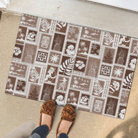 Hawaii Christmas Retro Patchwork Rubber Doormat Brown - Wonder Print Shop