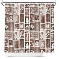 hawaii-christmas-retro-patchwork-shower-curtain-brown