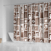 hawaii-christmas-retro-patchwork-shower-curtain-brown