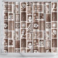 hawaii-christmas-retro-patchwork-shower-curtain-brown