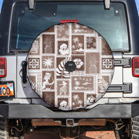 Hawaii Christmas Retro Patchwork Spare Tire Cover Brown - Wonder Print Shop