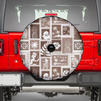 Hawaii Christmas Retro Patchwork Spare Tire Cover Brown - Wonder Print Shop
