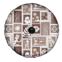 Hawaii Christmas Retro Patchwork Spare Tire Cover Brown - Wonder Print Shop
