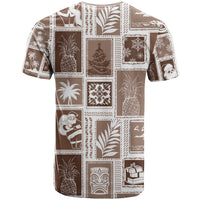 Hawaii Christmas Retro Patchwork T Shirt Brown - Wonder Print Shop
