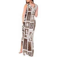Hawaii Christmas Retro Patchwork Tank Maxi Dress Brown - Wonder Print Shop