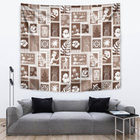 Hawaii Christmas Retro Patchwork Tapestry Brown - Wonder Print Shop