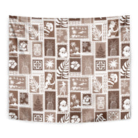 Hawaii Christmas Retro Patchwork Tapestry Brown - Wonder Print Shop