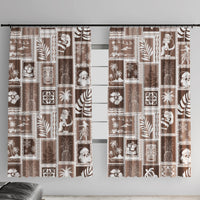 Hawaii Christmas Retro Patchwork Window Curtain Brown - Wonder Print Shop