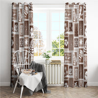 Hawaii Christmas Retro Patchwork Window Curtain Brown - Wonder Print Shop
