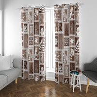 Hawaii Christmas Retro Patchwork Window Curtain Brown - Wonder Print Shop