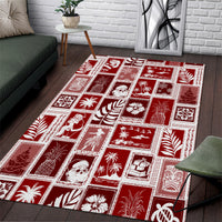 Hawaii Christmas Retro Patchwork Area Rug Red LT7 - Wonder Print Shop
