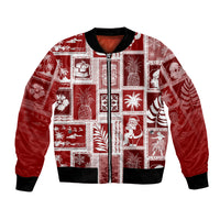 Hawaii Christmas Retro Patchwork Bomber Jacket Red LT7 - Wonder Print Shop