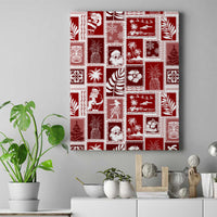 Hawaii Christmas Retro Patchwork Canvas Wall Art Red LT7 - Wonder Print Shop