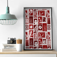 Hawaii Christmas Retro Patchwork Canvas Wall Art Red LT7 - Wonder Print Shop