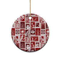Hawaii Christmas Ceramic Ornament Retro Patchwork - Red LT7 - Wonder Print Shop
