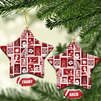 Hawaii Christmas Ceramic Ornament Retro Patchwork - Red LT7 - Wonder Print Shop