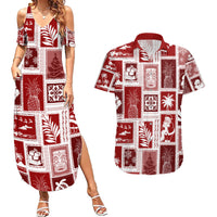 Hawaii Christmas Retro Patchwork Couples Matching Summer Maxi Dress and Hawaiian Shirt Red LT7 - Wonder Print Shop