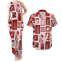 Hawaii Christmas Retro Patchwork Couples Matching Tank Maxi Dress and Hawaiian Shirt Red LT7 - Wonder Print Shop