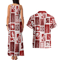 Hawaii Christmas Retro Patchwork Couples Matching Tank Maxi Dress and Hawaiian Shirt Red LT7 - Wonder Print Shop