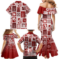Hawaii Christmas Retro Patchwork Family Matching Mermaid Dress and Hawaiian Shirt Red LT7 - Wonder Print Shop