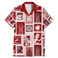 Hawaii Christmas Retro Patchwork Family Matching Mermaid Dress and Hawaiian Shirt Red LT7 - Wonder Print Shop