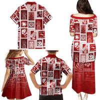Hawaii Christmas Retro Patchwork Family Matching Puletasi Dress and Hawaiian Shirt Red - Wonder Print Shop