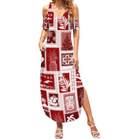 Hawaii Christmas Retro Patchwork Family Matching Summer Maxi Dress and Hawaiian Shirt Red - Wonder Print Shop