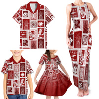 Hawaii Christmas Retro Patchwork Family Matching Tank Maxi Dress and Hawaiian Shirt Red - Wonder Print Shop