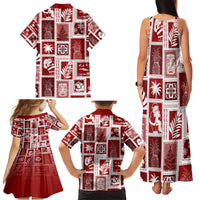 Hawaii Christmas Retro Patchwork Family Matching Tank Maxi Dress and Hawaiian Shirt Red - Wonder Print Shop
