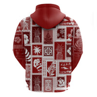 Hawaii Christmas Retro Patchwork Hoodie Red - Wonder Print Shop