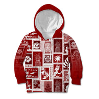 Hawaii Christmas Retro Patchwork Kid Hoodie Red - Wonder Print Shop