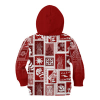 Hawaii Christmas Retro Patchwork Kid Hoodie Red - Wonder Print Shop