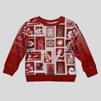 Hawaii Christmas Kid Ugly Christmas Sweater Retro Patchwork - Red - Wonder Print Shop