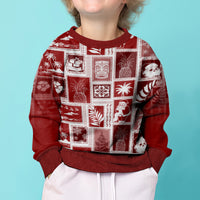 Hawaii Christmas Kid Ugly Christmas Sweater Retro Patchwork - Red - Wonder Print Shop