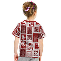 Hawaii Christmas Retro Patchwork Kid T Shirt Red - Wonder Print Shop