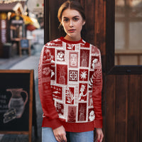 Hawaii Christmas Ugly Christmas Sweater Retro Patchwork - Red - Wonder Print Shop