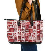 Hawaii Christmas Retro Patchwork Leather Tote Bag Red - Wonder Print Shop