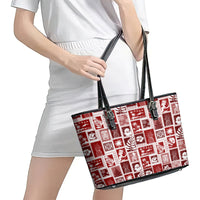 Hawaii Christmas Retro Patchwork Leather Tote Bag Red - Wonder Print Shop