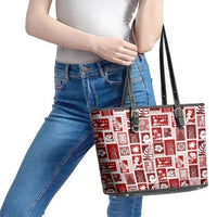 Hawaii Christmas Retro Patchwork Leather Tote Bag Red - Wonder Print Shop