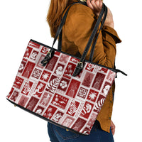 Hawaii Christmas Retro Patchwork Leather Tote Bag Red - Wonder Print Shop