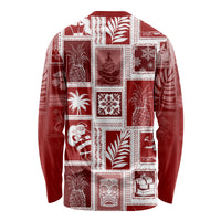 Hawaii Christmas Retro Patchwork Long Sleeve Shirt Red - Wonder Print Shop