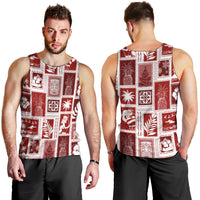 Hawaii Christmas Retro Patchwork Men Tank Top Red - Wonder Print Shop