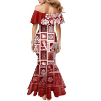 Hawaii Christmas Retro Patchwork Mermaid Dress Red - Wonder Print Shop