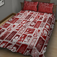Hawaii Christmas Retro Patchwork Quilt Bed Set Red - Wonder Print Shop