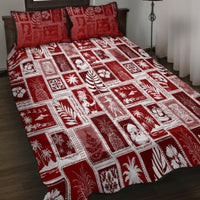 Hawaii Christmas Retro Patchwork Quilt Bed Set Red - Wonder Print Shop