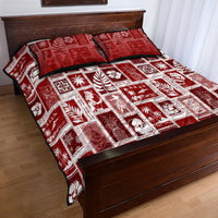 Hawaii Christmas Retro Patchwork Quilt Bed Set Red - Wonder Print Shop