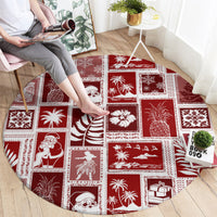 hawaii-christmas-retro-patchwork-round-carpet-red
